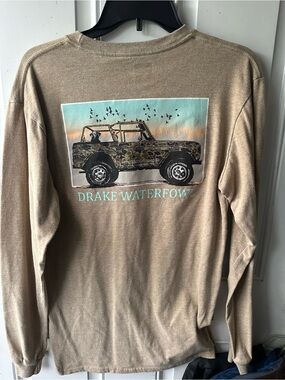 Drake Waterfowl Men's Tan Graphic Long-Sleeve Tee